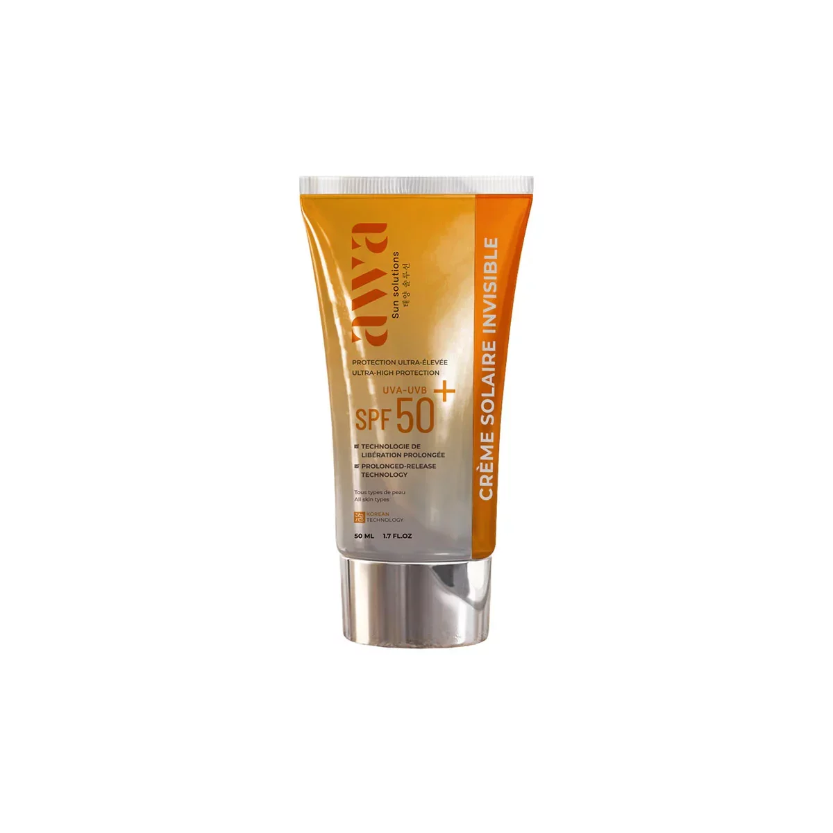 AWA SUN SOLUTIONS CREME SOLAIRE INVISIBLE SPF50+ KOREAN TECHNOLOGIE 50ML