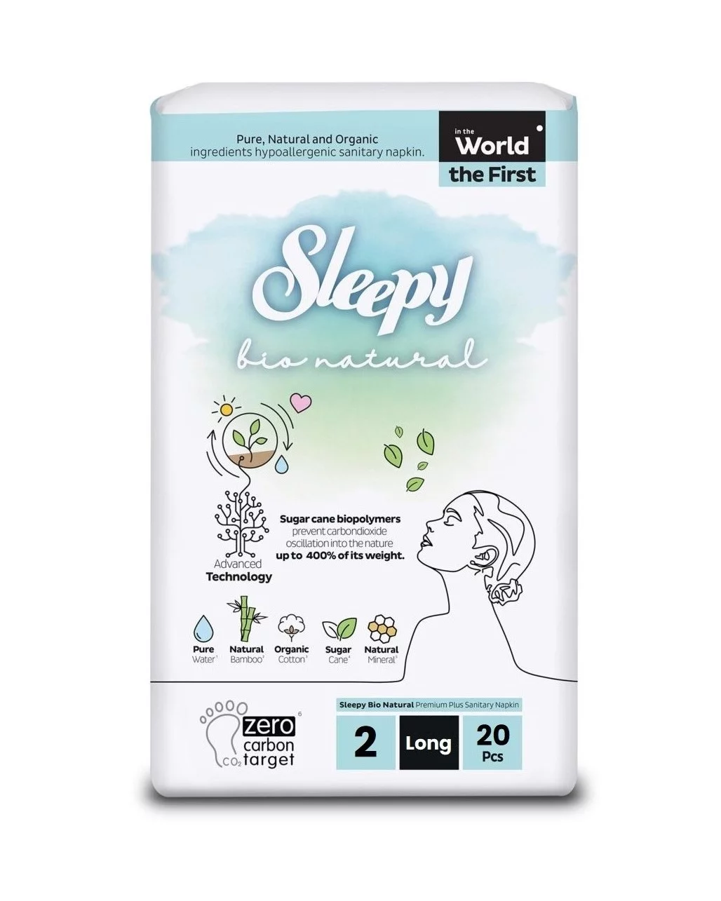 SLEEPY BIO NATURAL SERVIETTES HYGIENIQUES TAILLE 2 LONG BOITE DE 20