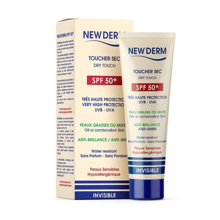NEW DERM ECRAN SOLAIRE PEAUX GRASSES ET MIXTES INVISIBLE 50ML