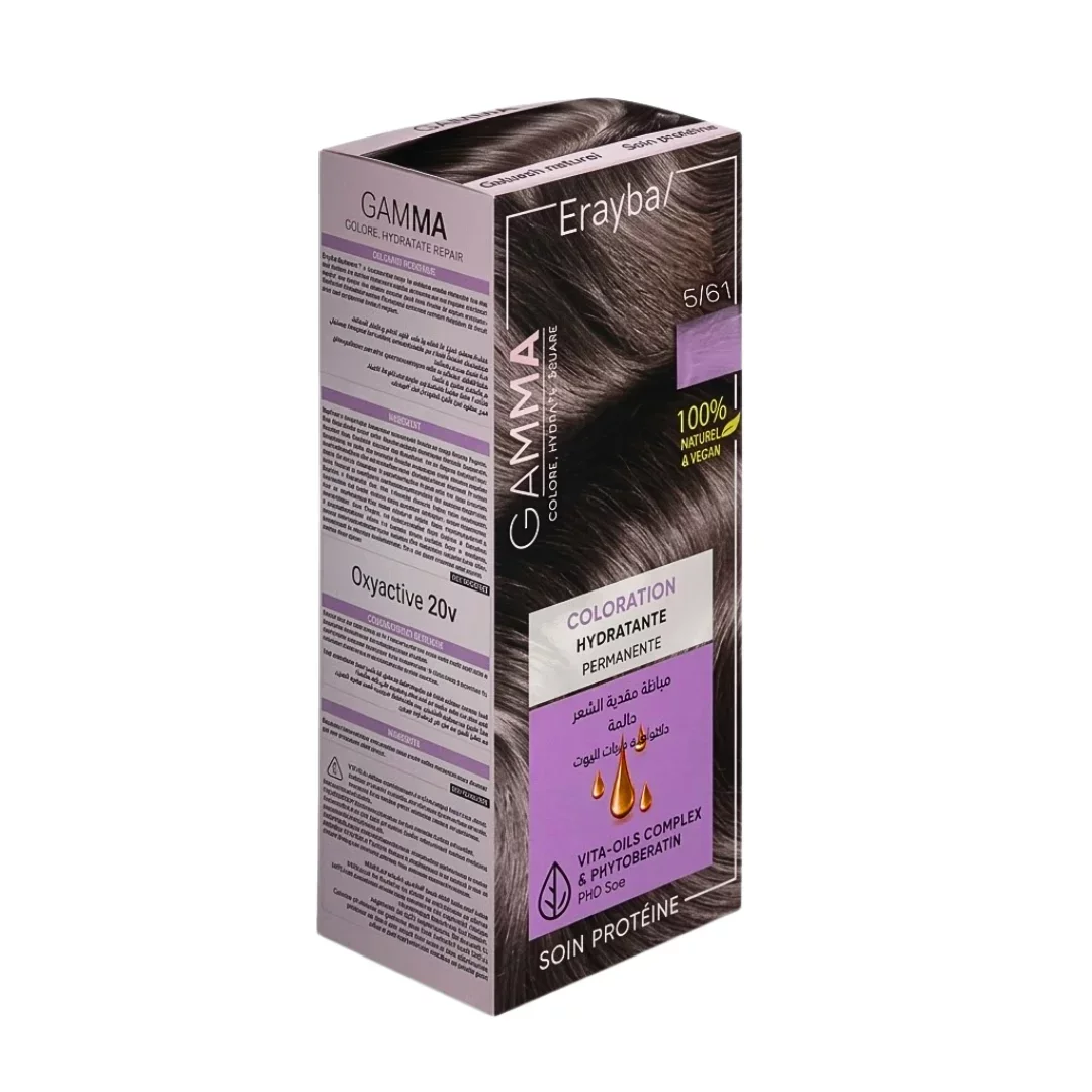 ERAYBA COLORATION  PERMANENTE CHATIN CLAIR MARRON CENDRE + OXYDACTIVE NUMERO 5/61 270ML