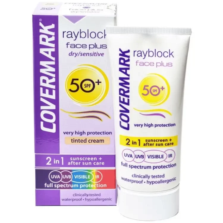 COVERMARK RAYBLOCK FACE PLUS DRY SENSITIVE SPF50 VISIBLE SOFT BROWN 50ML