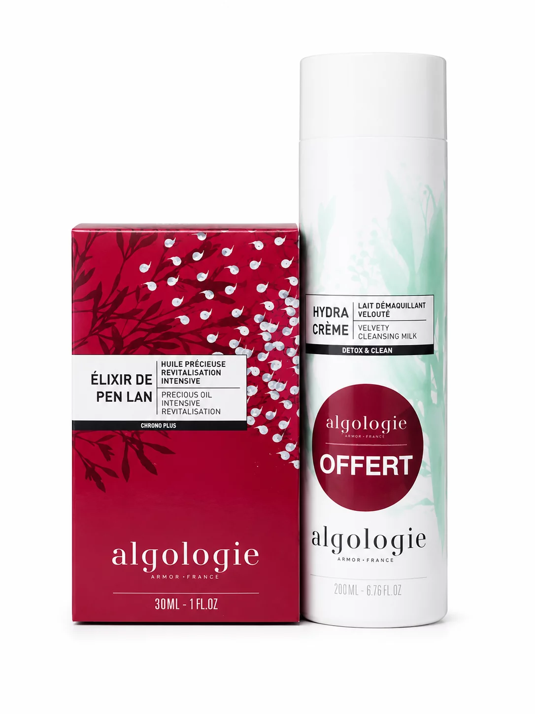 ALGOLOGIE PACK ELIXIR DE PEN LAN HUILE PRECIEUSE REVITALISATION INTENSIVE 30ML + HYDRA ECUME LAIT DEMAQUILLANT VELOUTE 200ML OFFERT