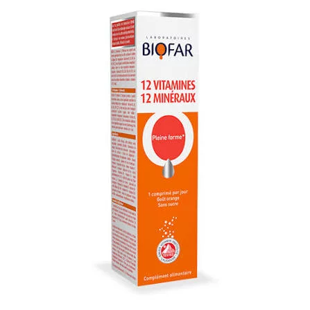 BIOFAR MULTIVITAMINES ORANGE BOITE DE 20 COMPRIMES EFFERVESCENTS