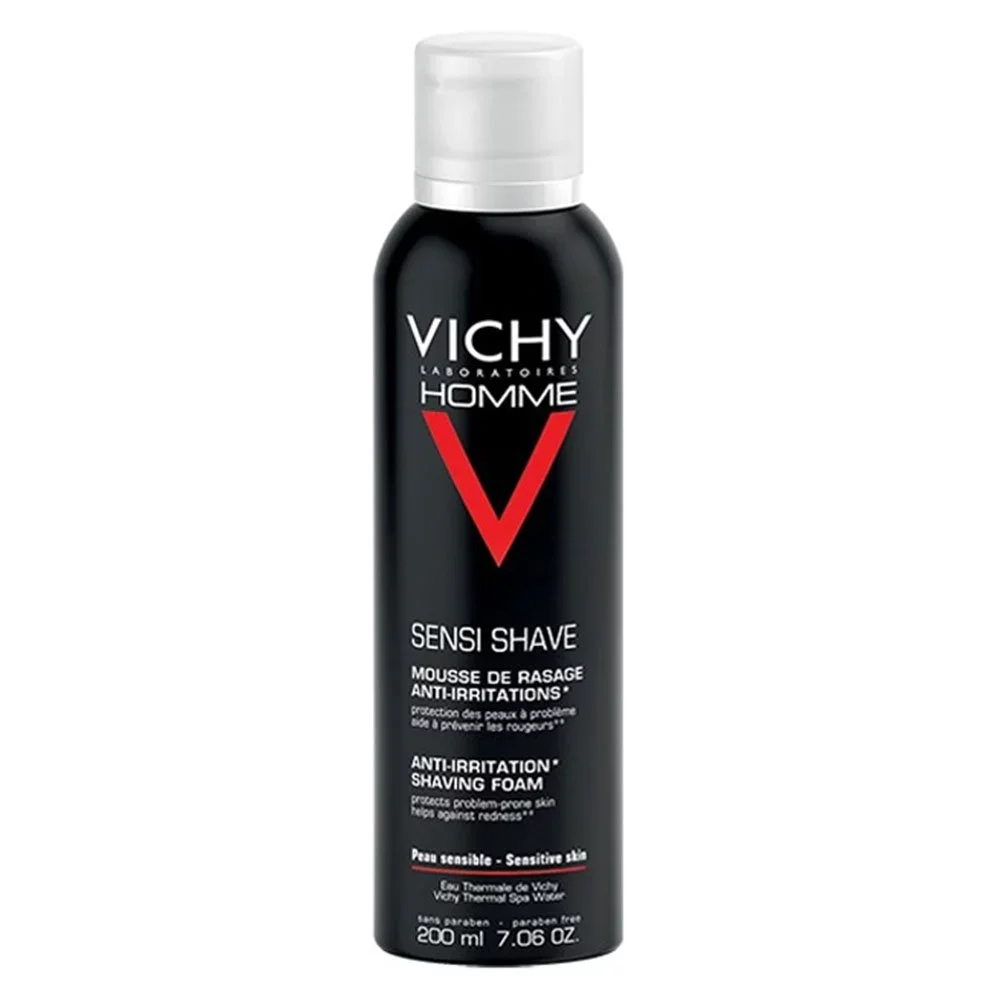 VICHY HOMME MOUSSE DE RASAGE ANTI-IRRITATIONS PEAU SENSIBLE 200ML