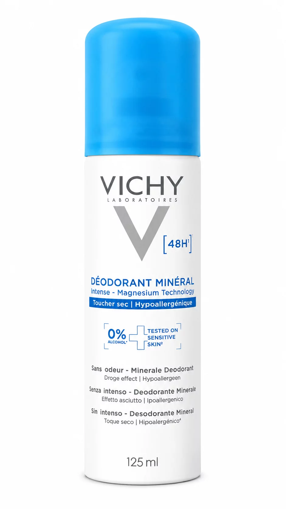 VICHY DEODORANT MINERAL 48H SANS SELS D'ALUMINIUM AEROSOL PEAU SENSIBLE ET REACTIVE 125ML