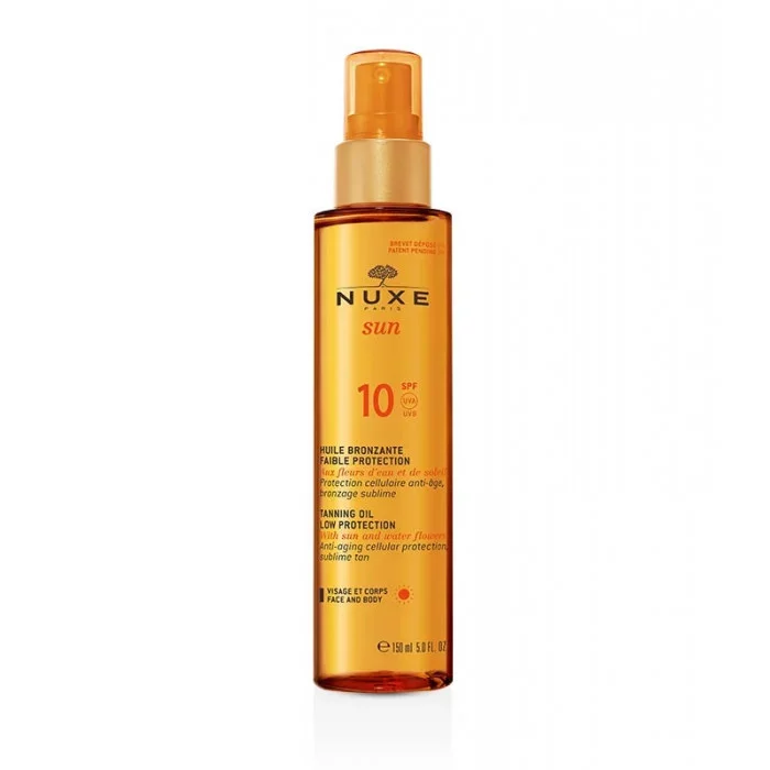 NUXE SUN HUILE BRONZANTE VISAGE ET CORPS FAIBLE PROTECTION SPF10 150ML