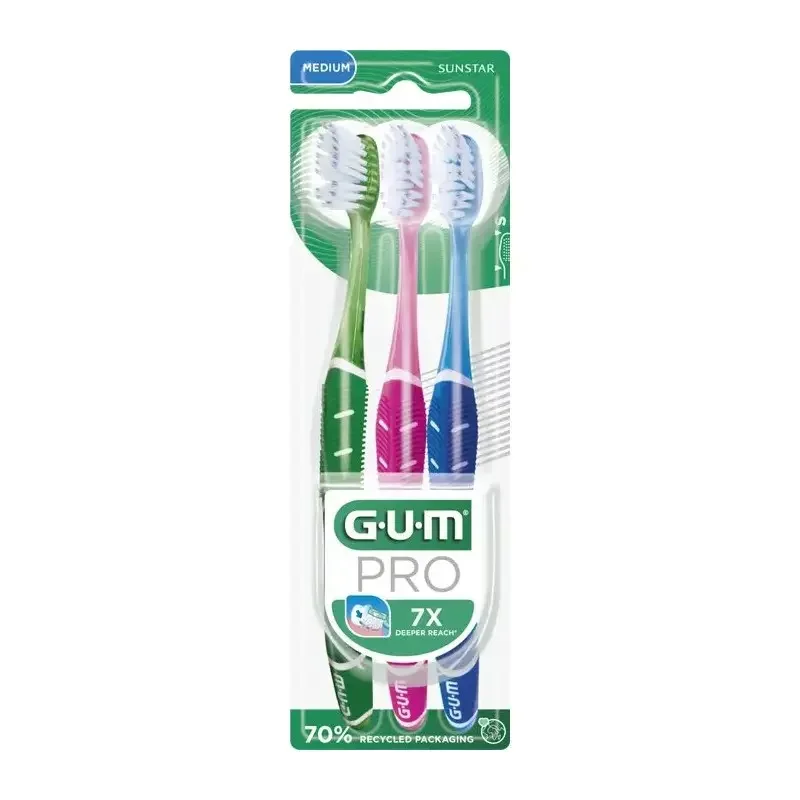 GUM BROSSE A DENTS TECHNIQUE PRO MEDIUM PACK TRIO REFERENCE 528