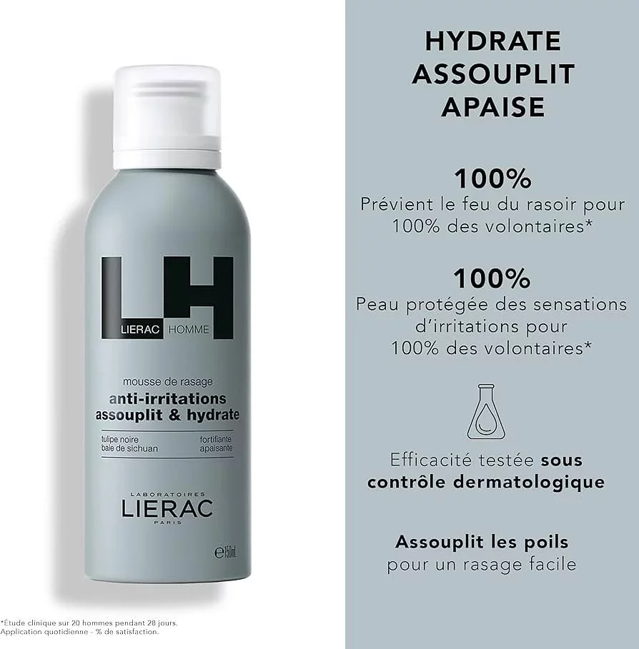 LIERAC HOMME MOUSSE DE RASAGE ANTI-IRRITATIONS 150ML