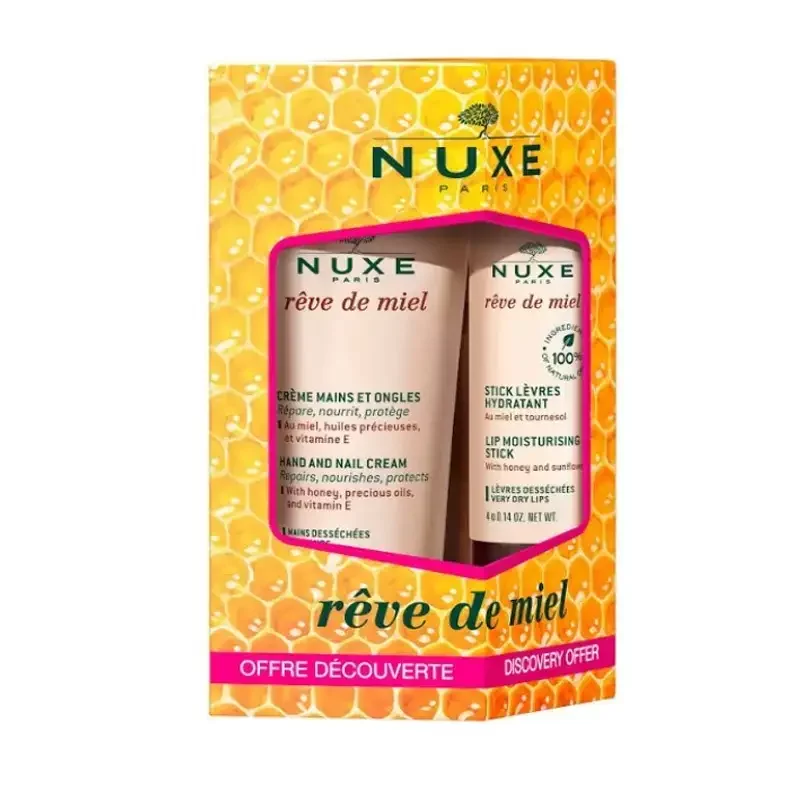 NUXE REVE DE MIEL CREME MAINS ET ONGLES 30ML + REVE DE MIEL STICK A LEVRES HYDRATANT 4G