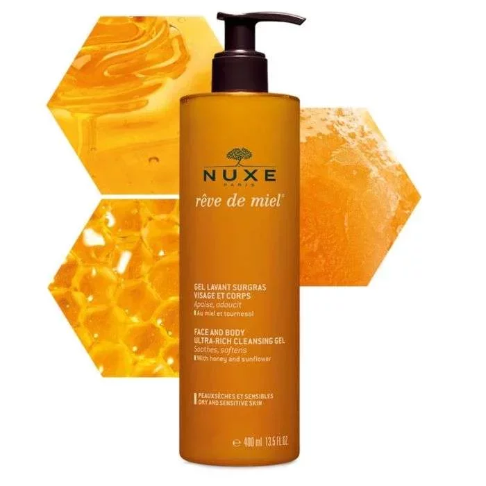 NUXE REVE DE MIEL GEL LAVANT SURGRAS VISAGE ET CORPS 400ML