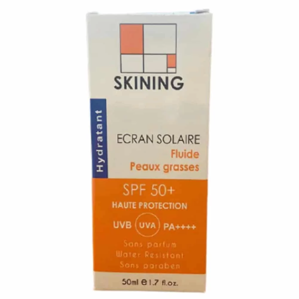 SKINING ECRAN SOLAIRE HYDRATANT FLUIDE PEAUX GRASSES SPF50+ 50ML