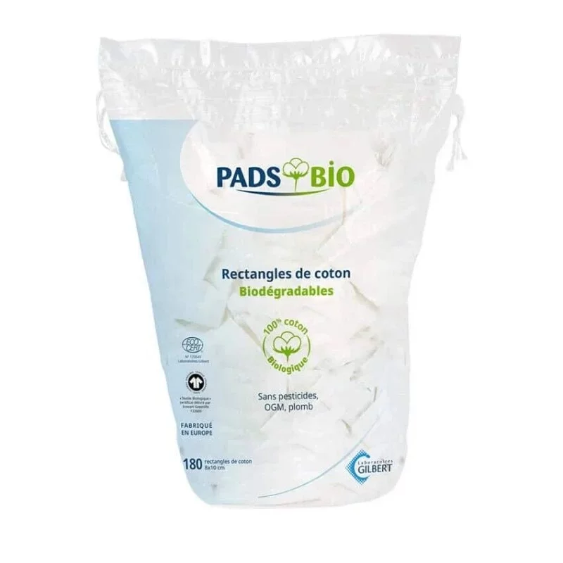 GILBERT PADS BIO RECTANGLES DE COTON BOITE DE 180 