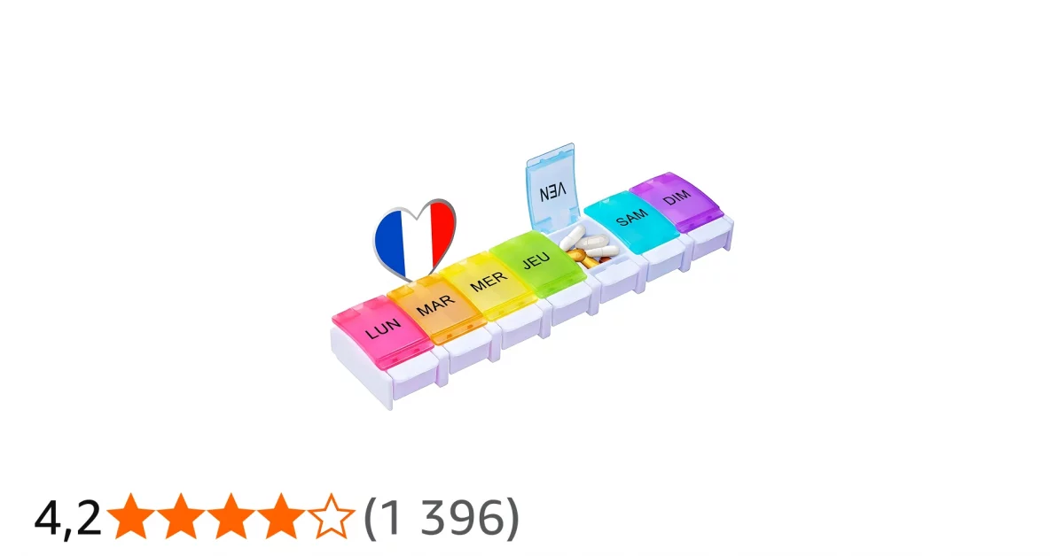 PILULIER BOITE A PELULES SEMAINIER 7 JOURS A 4 COMPRIMES PAR JOUR REFERENCE 0090BC1