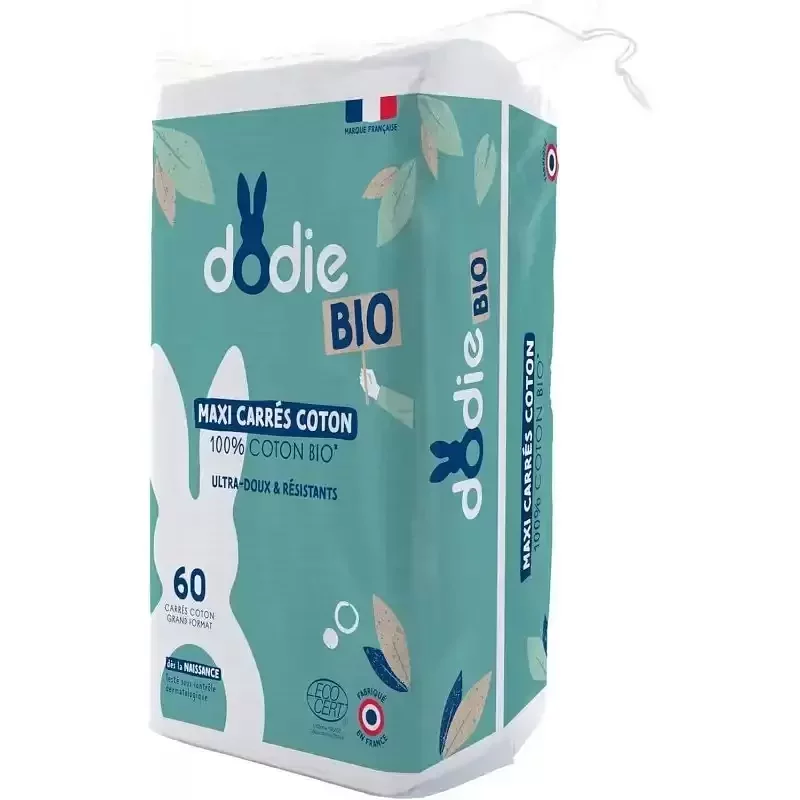 DODIE MAXI CARRES COTON 3EN1 SIEGE VISAGE MAINS 100% COTON BOITE DE 60