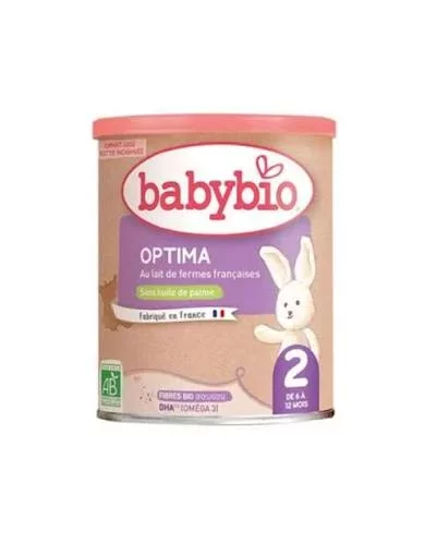 BABYBIO OPTIMA AU LAIT DE FERME FRANCAISES SANS HUILE DE PALME 2EME AGE 6-12MOIS 400G