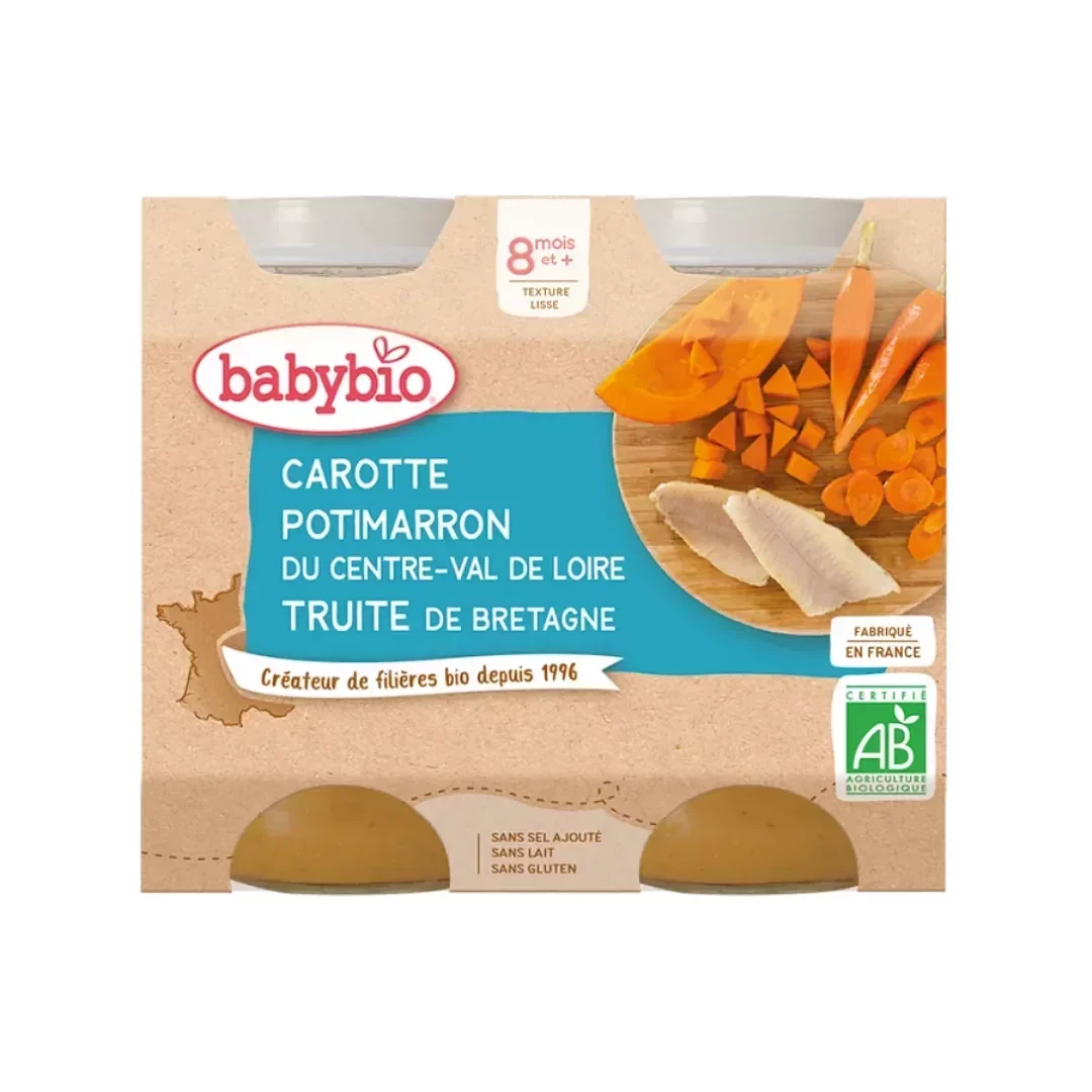 BABYBIO PETIT POT CAROTTE POTIMARRON ET TRUITE 2*200G