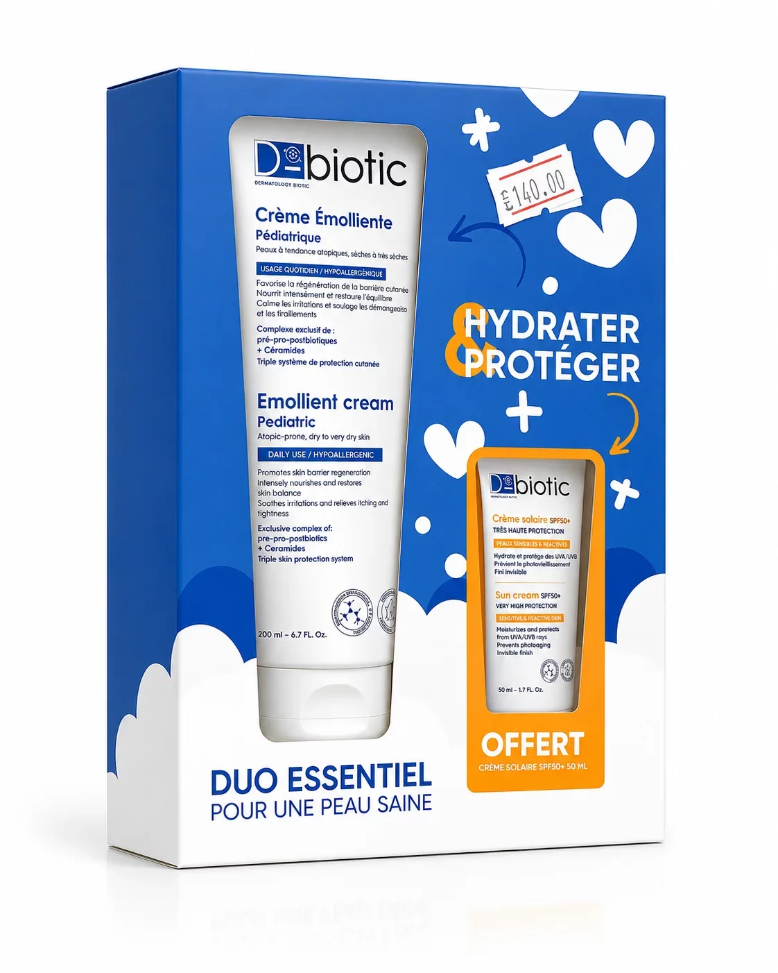 D-BIOTIC PACK CREME EMOLLIENTE PEDIATRIQUE 200ML + CREME SOLAIRE 15ML