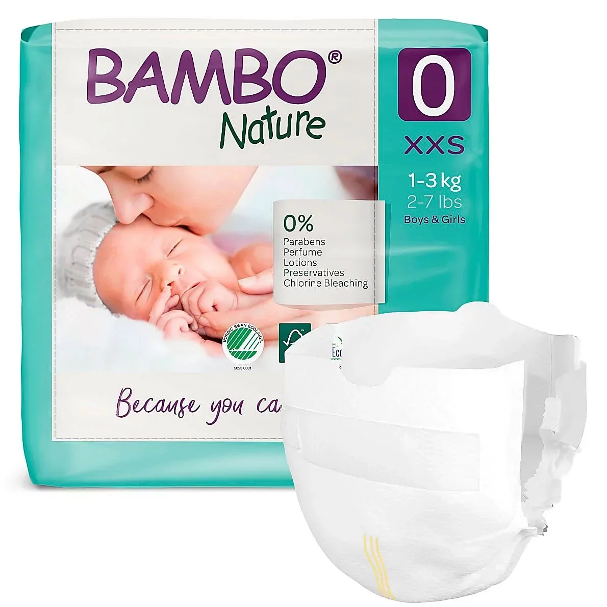 BAMBO NATURE COUCHES BEBE PREMATURE TAILLE 0 1-3KG BOITE DE 24