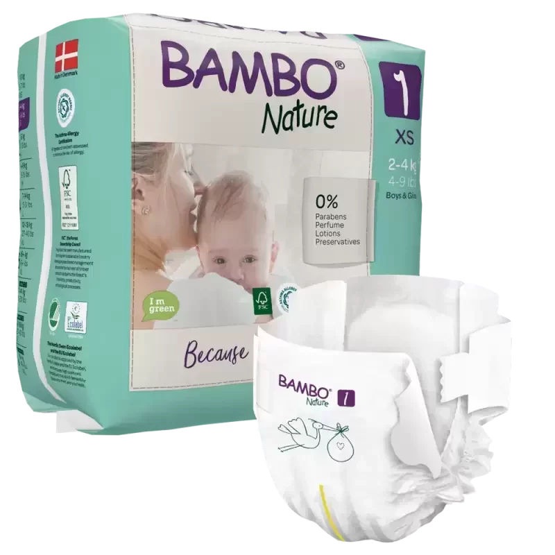 BAMBO NATURE COUCHES BEBE TAILLE 1 2-4KG BOITE DE 22