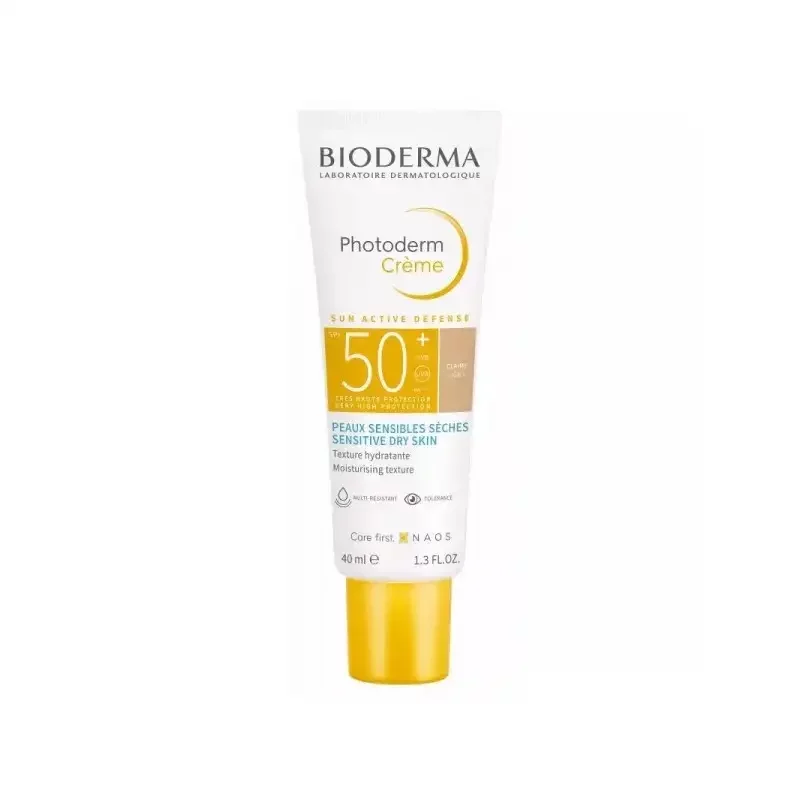 BIODERMA PHOTODERM CREME CLAIRE SUN ACTIVE DEFENSE PEAUX SENSIBLES SECHES SPF50+ 40ML