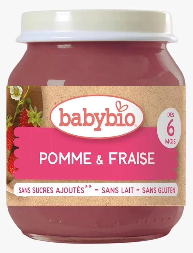 BABYBIO PETIT POT POMME FRAISE +6MOIS BOITE DE 1*130G