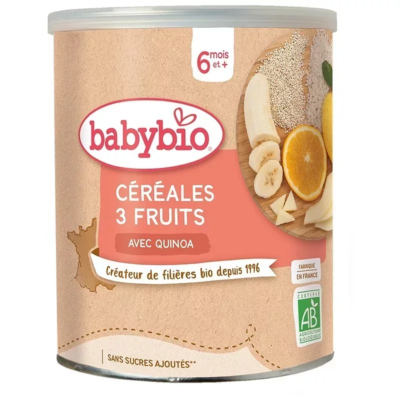 BABYBIO 5 CEREALES FRUITS BANANE POMME 220G