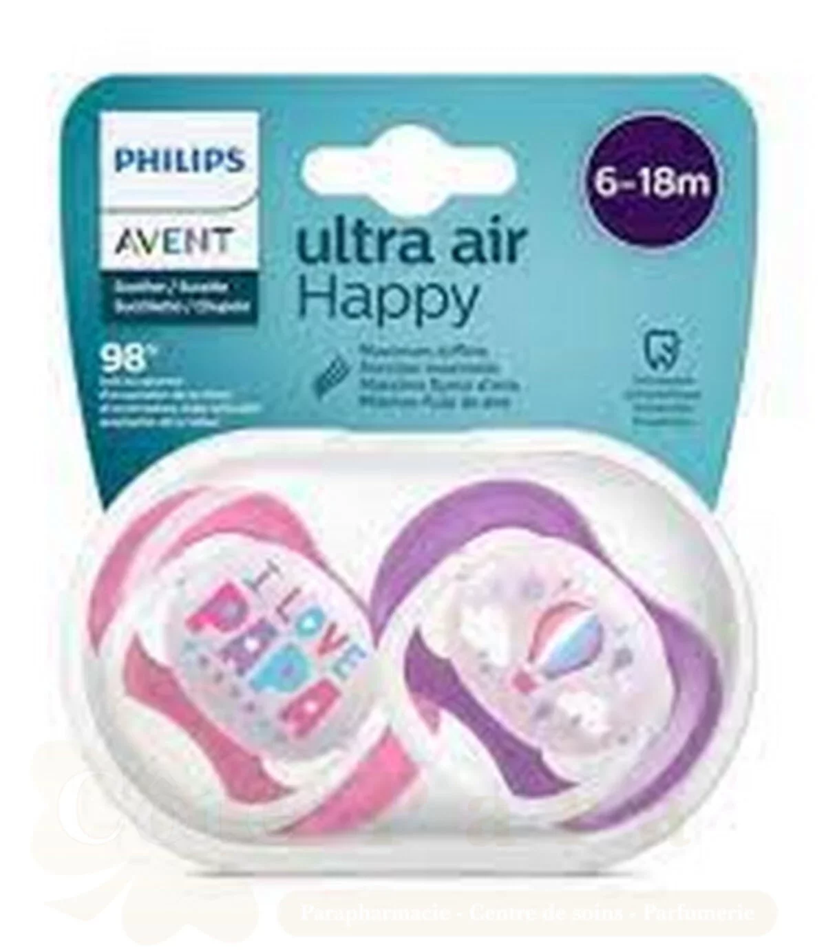 AVENT SUCETTE ULTRA AIR HAPPY GIRL 6-18MOIS REFERENCE SCF080/04