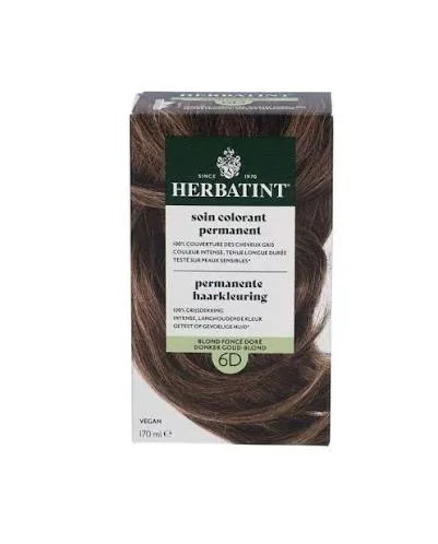 HERBATINT SOIN COLORANT PERMANENT 6D BLOND FONCE DORE 170ML