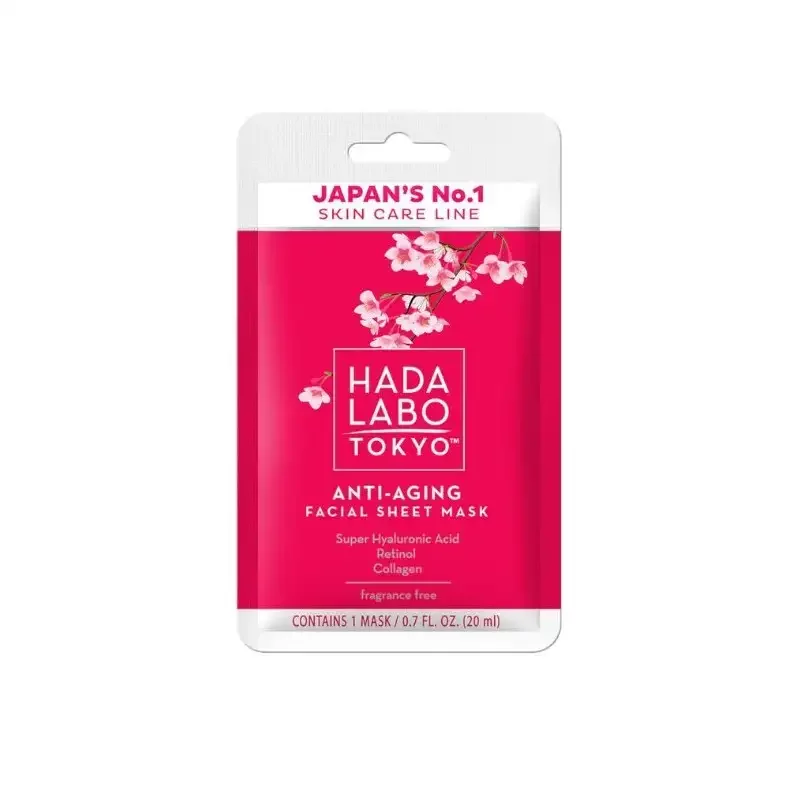 HADA LABO TOKYO JAPAN'S N°1 SKIN CARE LINE MASQUE TISSUS ANTI-AGE VISAGE SUPER HYALURONIC ACID COLLAGEN RETINOL 20ML