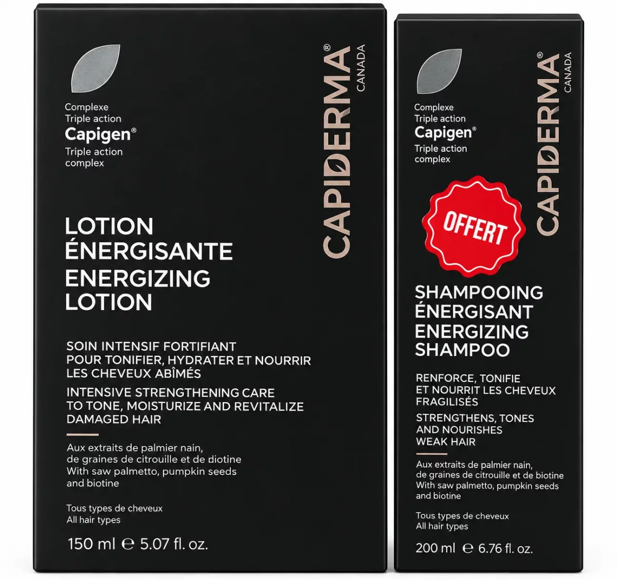 CAPIDERMA LOTION ENERGISANTE ANTI-CHUTE + SHAMPOOING ENERGISANT 200ML