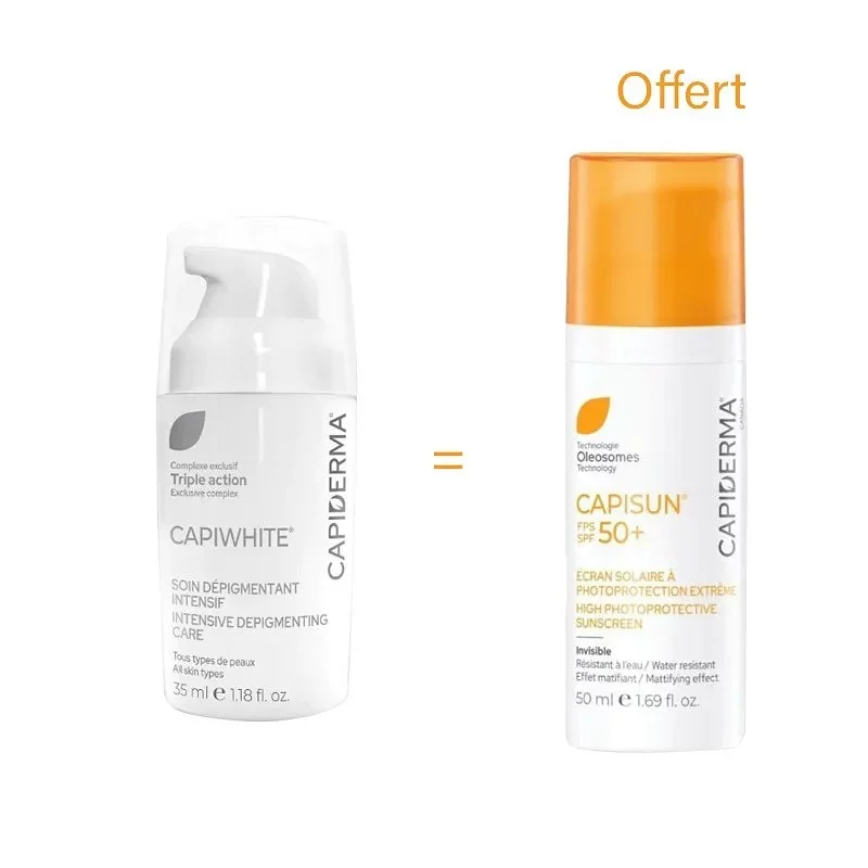 CAPIDERMA PACK CAPIWHITE HQ SOIN DEPIGMENTANT INTENSIF 30ML + CAPIDERMA ECRAN TEINTE CLAIRE SPF50+
