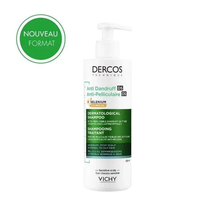 VICHY DERCOS ANTI-PELLICULAIRE DS SHAMPOOING TRAITANT CHEVEUX NORMAUX A GRAS 390ML