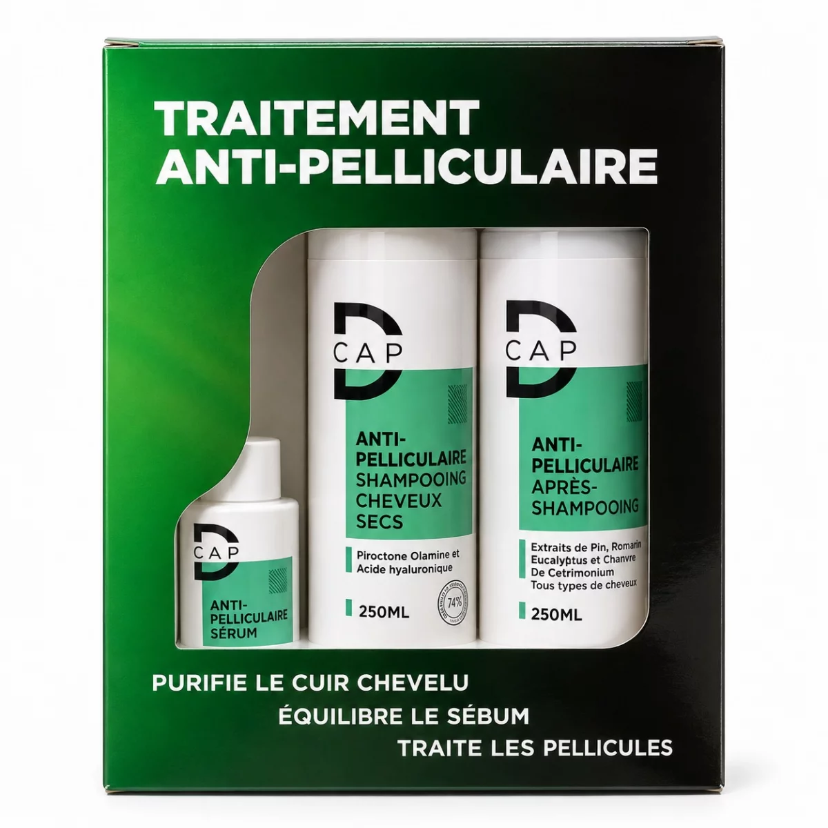 D-CAP PACK TRAITEMENT ANTI-PELLICULAIRE CHEUVEUX SECS SHAMPOOING 250ML + APRES SHAMPOOING 250ML + SERUM 50ML
