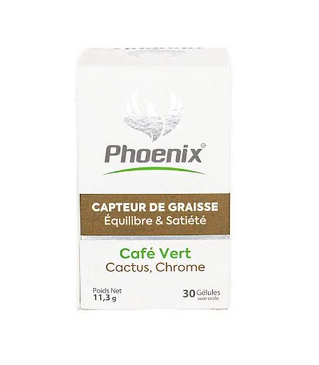 PHOENIX CAPTEUR DE GRAISSE CAFE VERT CACTUS CHROME BOITE DE 30 GELULES