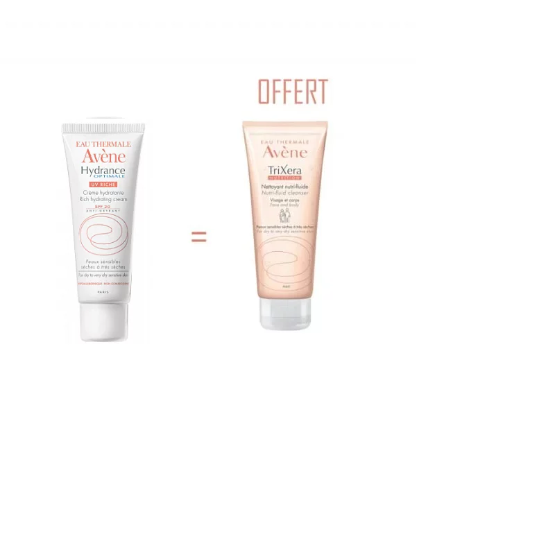 Avene Pack Hydrance Optimale Uv Riche Spf20 40ml + Trixera Nettoyant Nutri-fluide 100ml