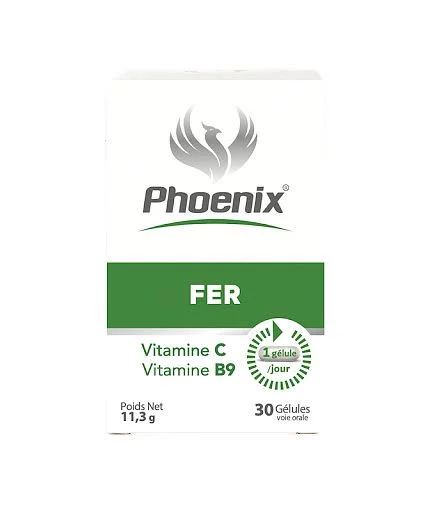 PHOENIX FER VITAMINE C VITAMINE B9 BOITE DE 30 GELULES