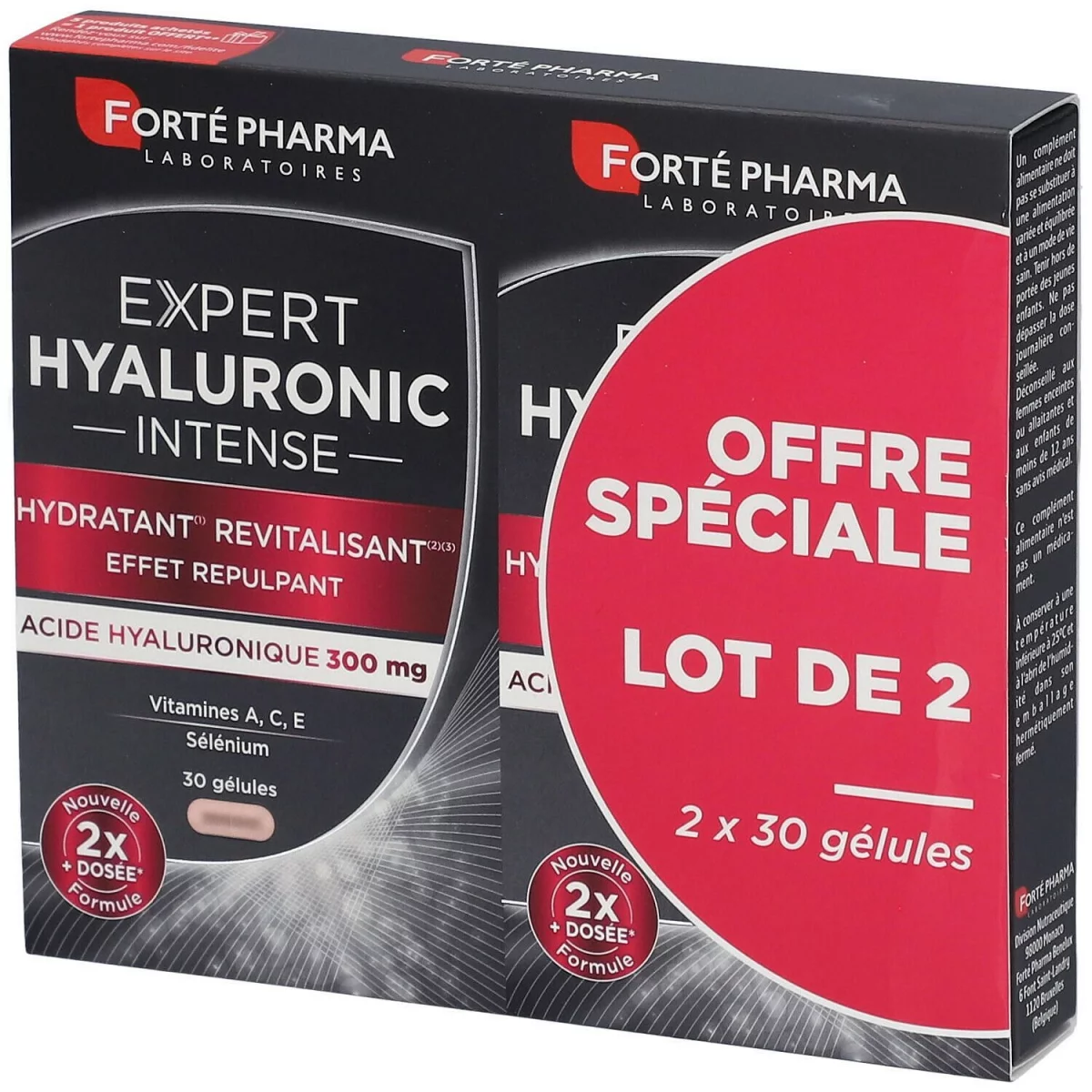 Forte Pharma Pack Duo Hyaluronic Intense 300mg Boite De 30*2 + 1 Boite 300mg Offerte