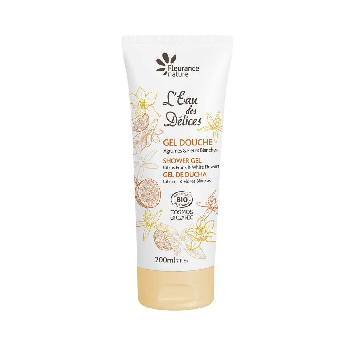 FLEURANCE NATURE L'EAU DES DELICES GEL DOUCHE AGRUMES ET FLEURES BLANCHES 200ML