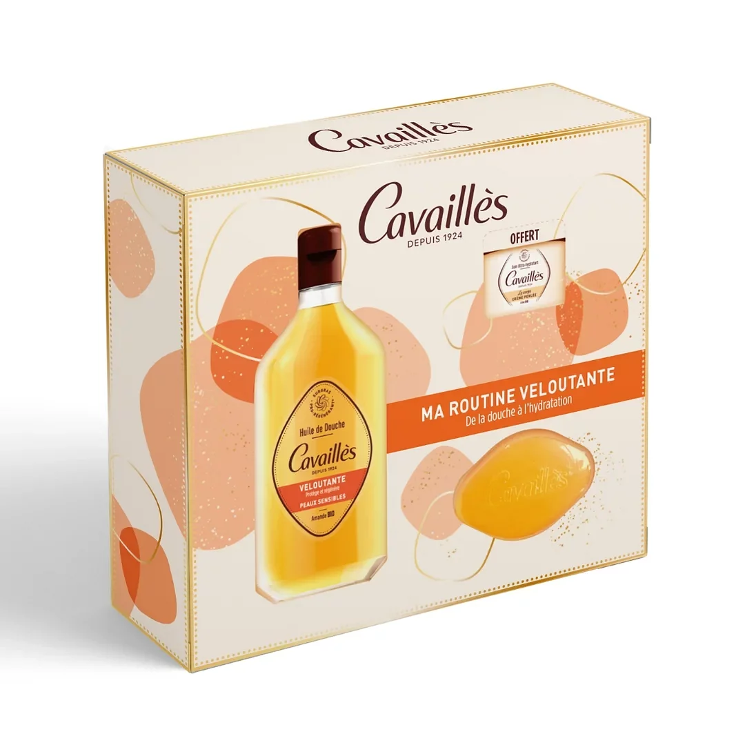 Roge Cavailles Coffret Veloutant Huile De Douche 250ml+savon Huile Veloutant +huile Universelle  50ml Offerte