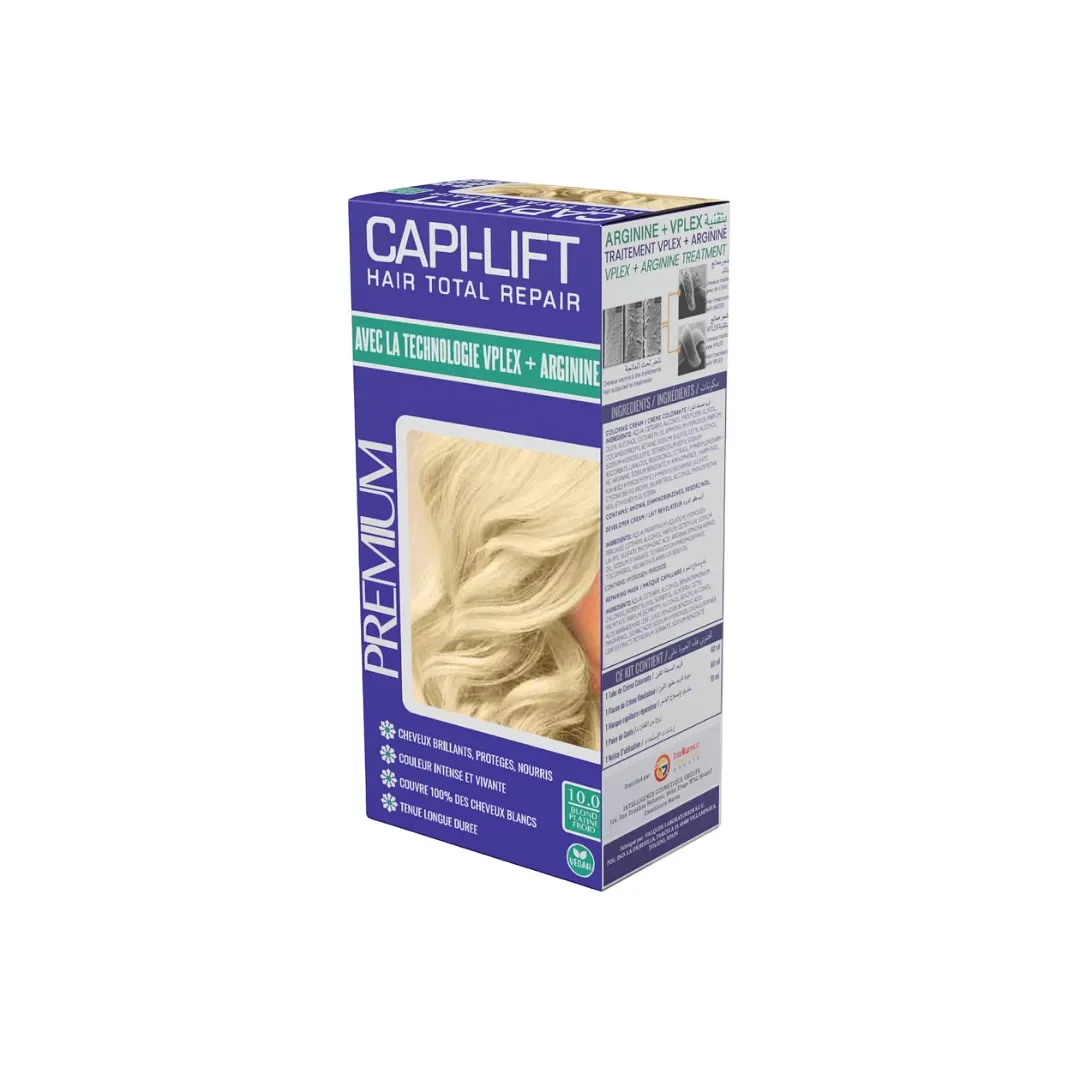 Capi-lift Pack Hair Total Repair 10.0 Blond Platine Froid Creme Colrante 60ml + Creme Revelateur 60ml + Masque Capillaire Reparateur 10ml