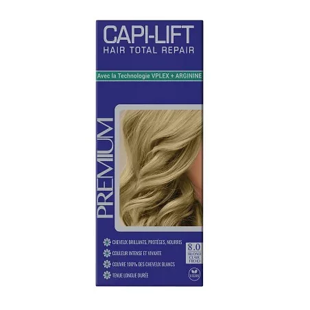 CAPI-LIFT PACK HAIR TOTAL REPAIR 8.0 BLOND FONCE FROID CREME COLRANTE 60ML + CREME REVELATEUR 60ML + MASQUE CAPILLAIRE REPARATEUR 10ML