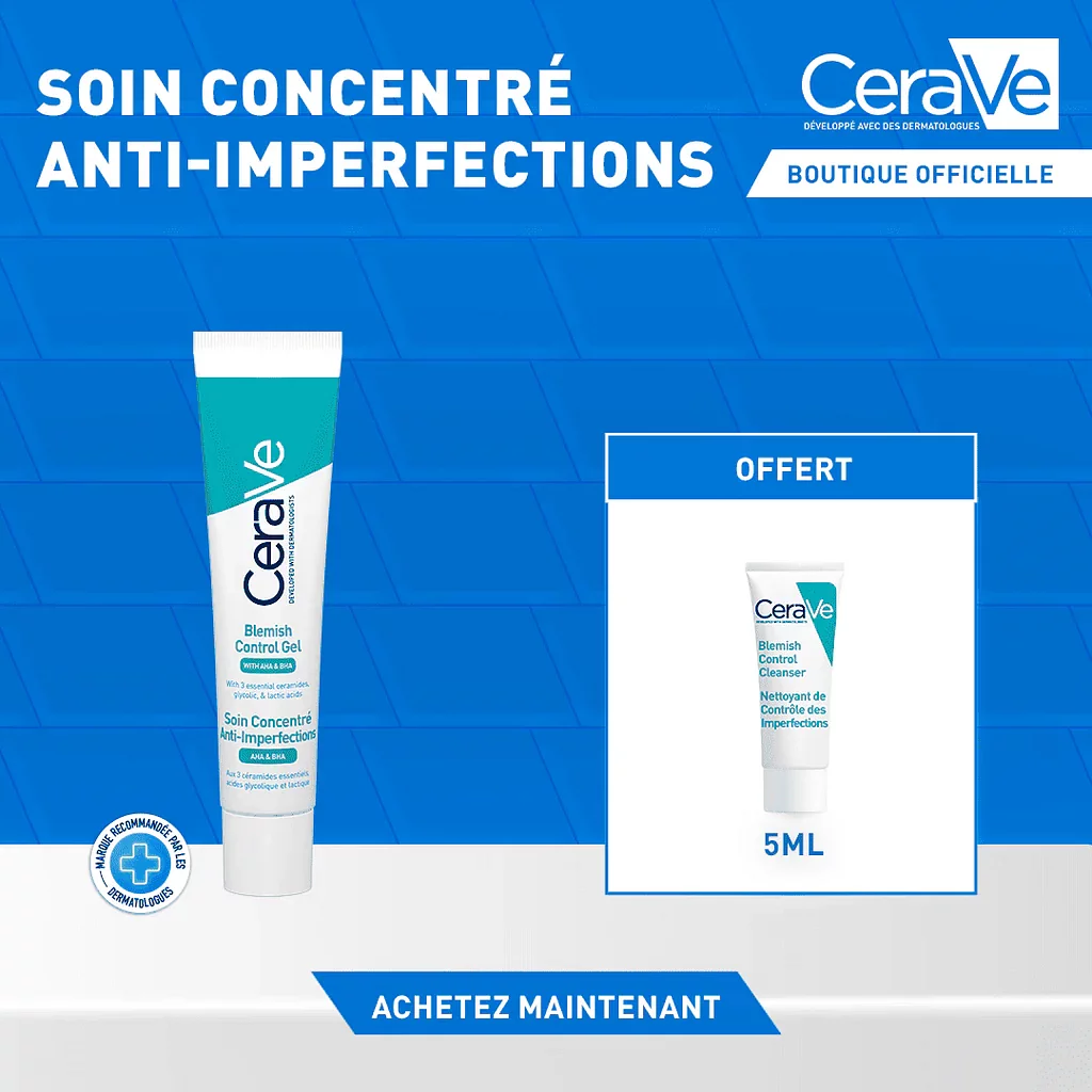 Cerave Soin Concentre Anti-imperfections Aha 40ml + Gel Moussant Anti-imperfection 5ml Offert