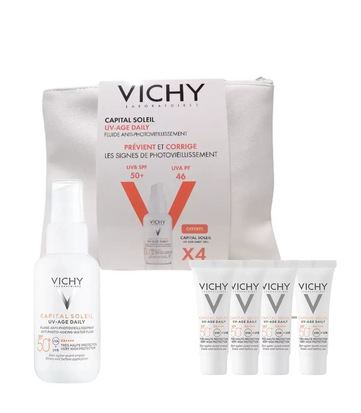 Vichy Pack Capital Soleil Uv Age Daily 40ml + Vichy Capital Soleil Uv Age Daily 3ml Boite De 4