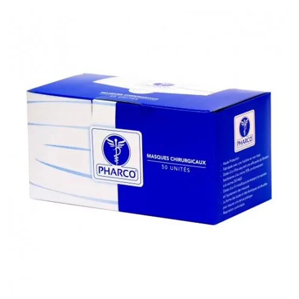 PHARCO MASQUES CHIRURGICAUX BLEU BOITE DE 50