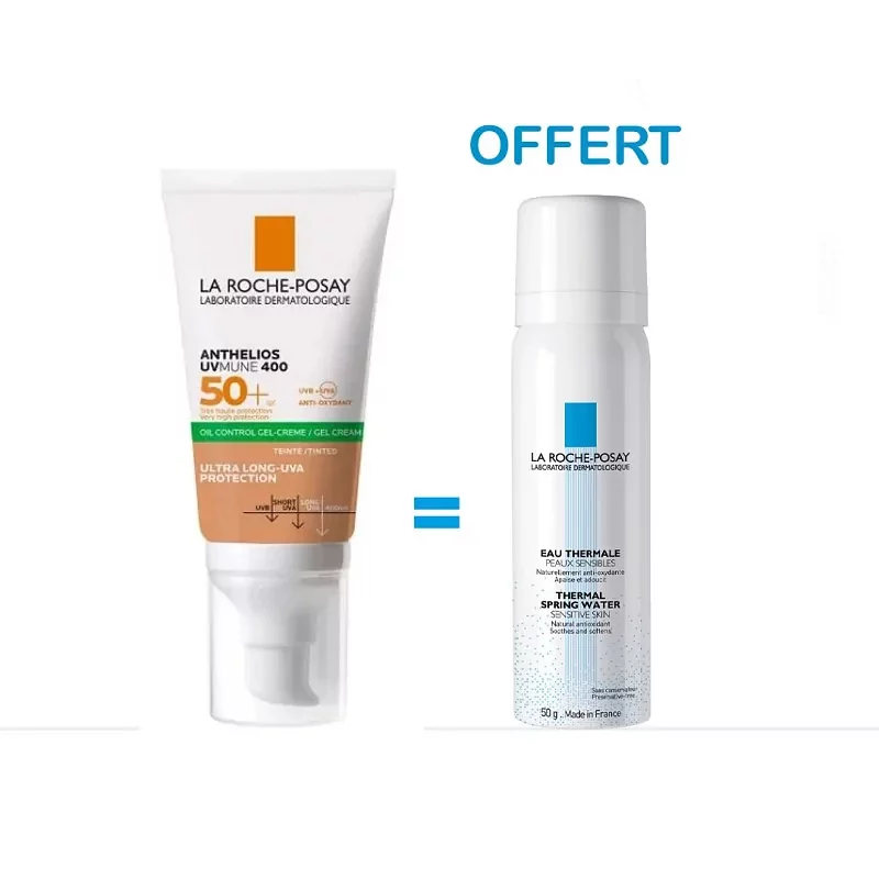 LA ROCHE POSAY ANTHELIOS UVMUNE 400 GEL-CREME OIL CONTROL TEINTE SPF50+ 50ML + EAU THERMALE