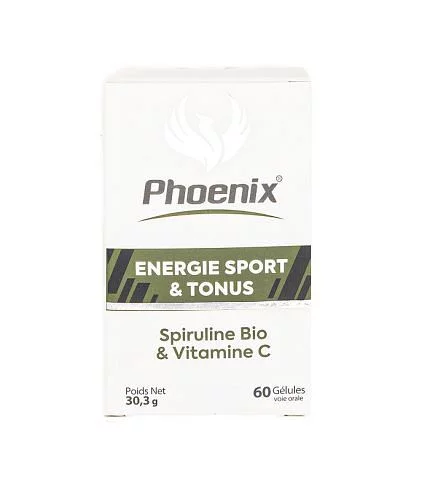 Phoenix Energie Sport & Tonus Spiruline Bio & Vitamine C Boite De 60 Gelules