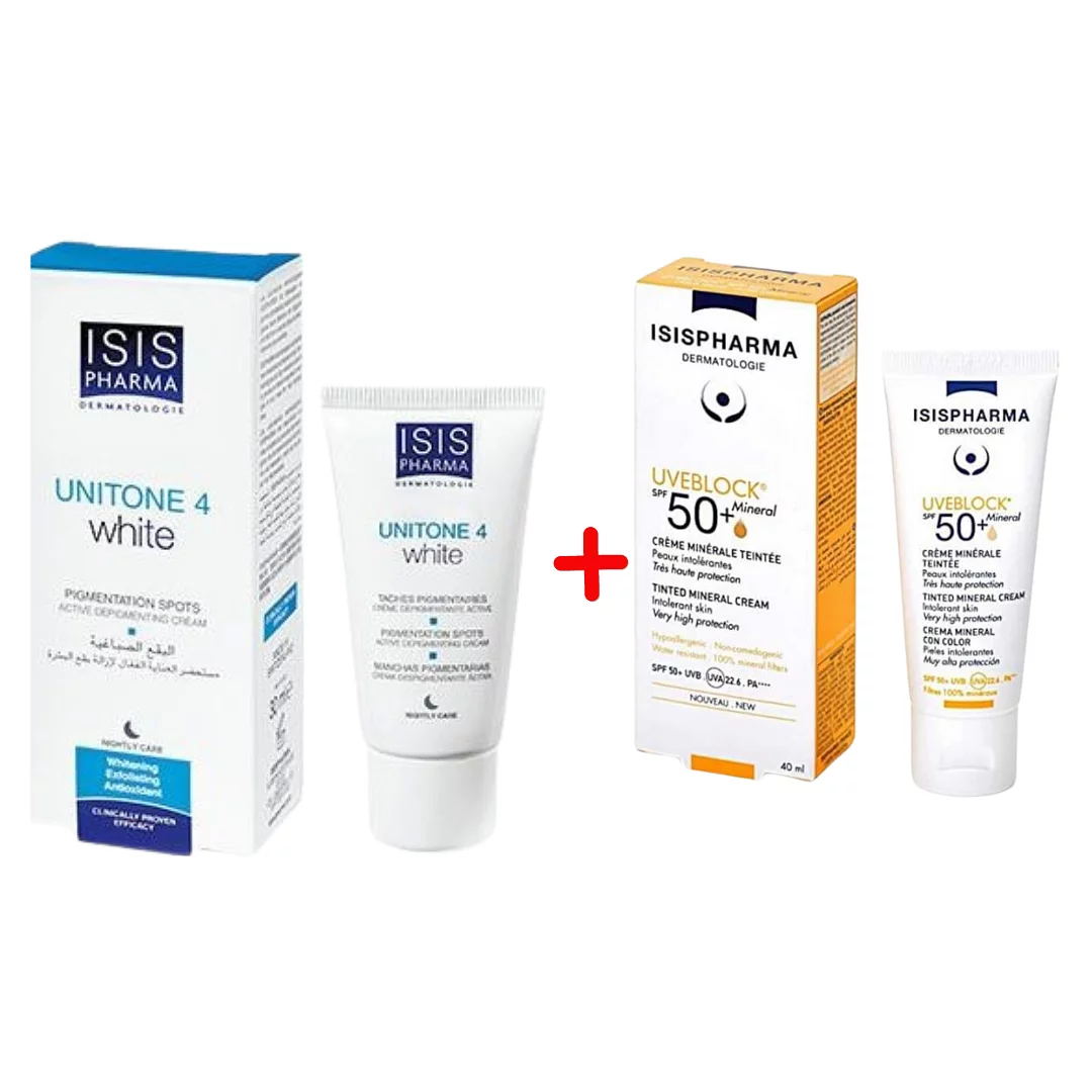 Isispharma Unitone Pack 4 White Creme 30ml + Uvblock Spf50+ Mineral Teintee 40ml