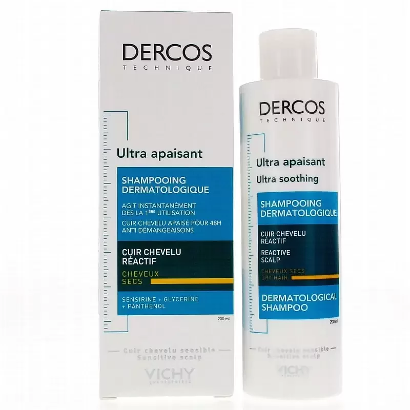 VICHY DERCOS ULTRA APAISANT SHAMPOOING SANS SULFATE CHEVEUX SECS 200ML