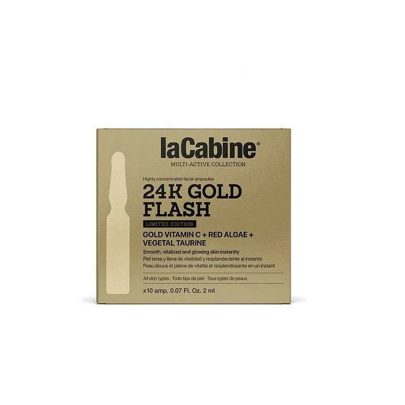 Lacabine 24k Gold Flash Limited Edition Gold Vitamin C Red Algae Vegetal Taurine Boite De 10*2ml Ampoules