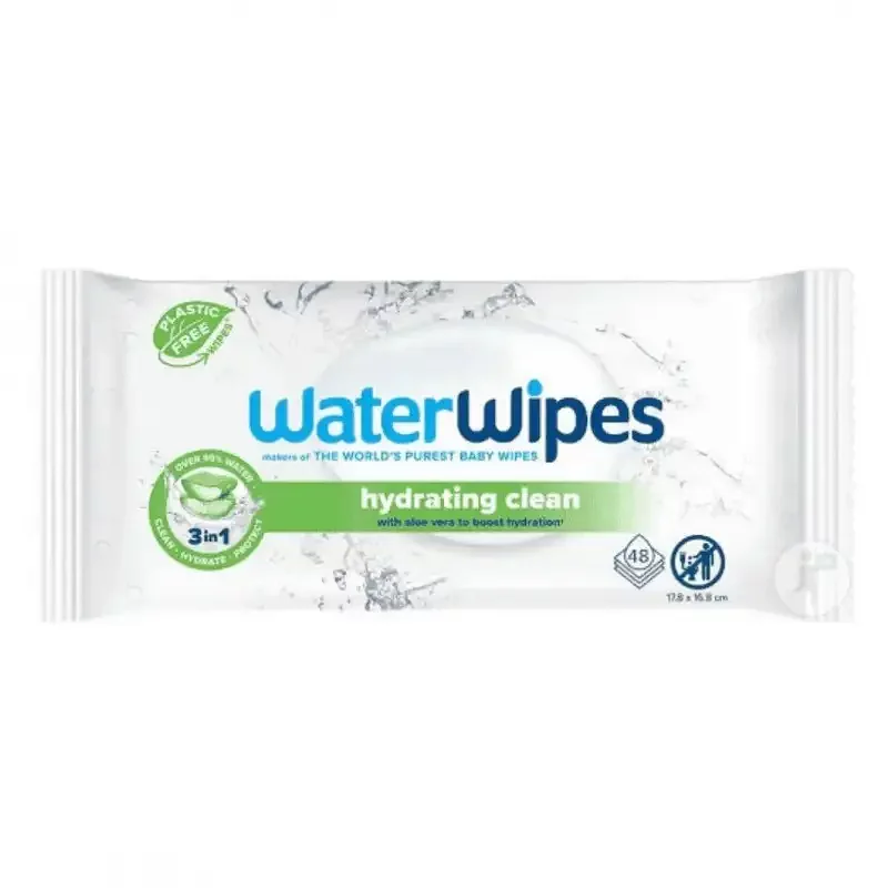 WATERWIPES LINGETTES HYDRATANTES ALOE VERA BOITE DE 48